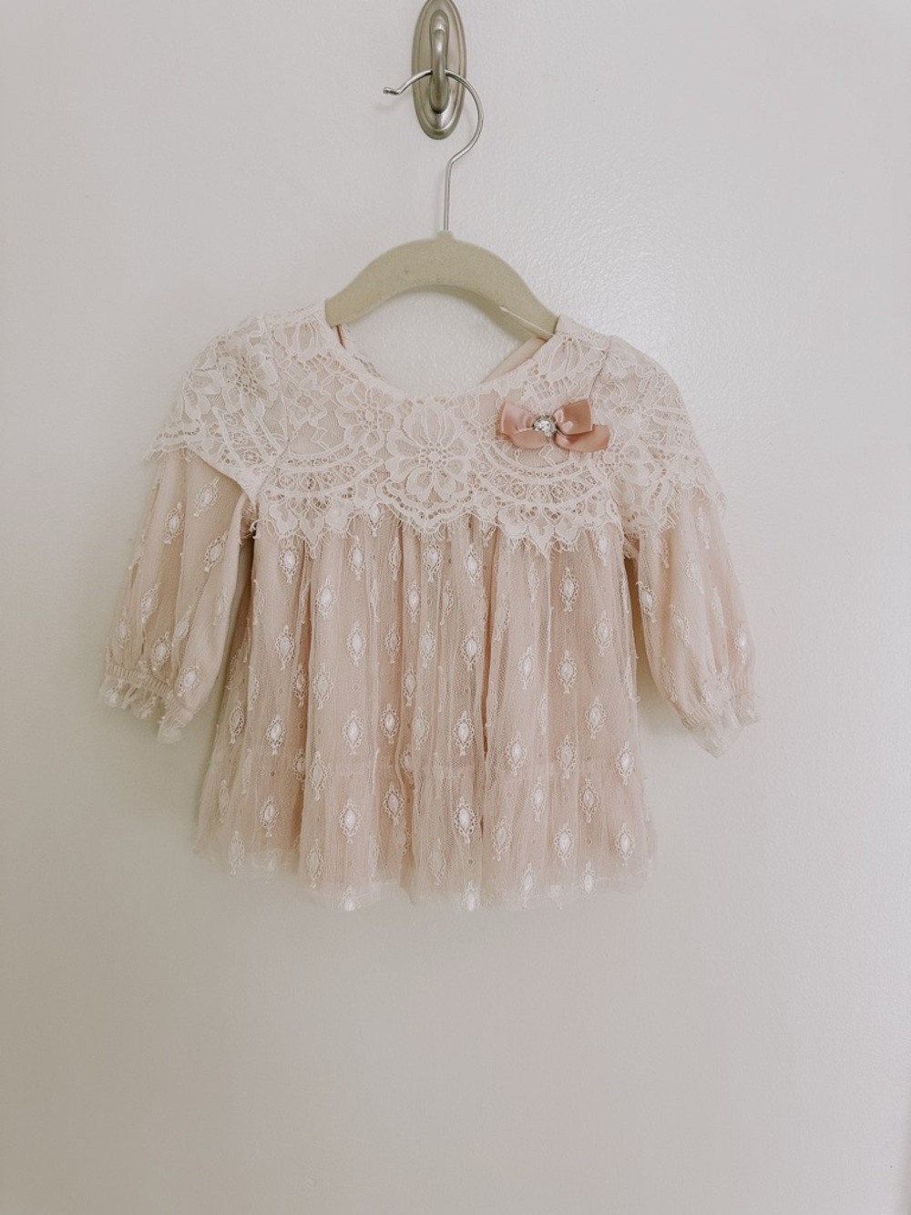 Nanette Baby Blush Lace & Tulle Bow dress.